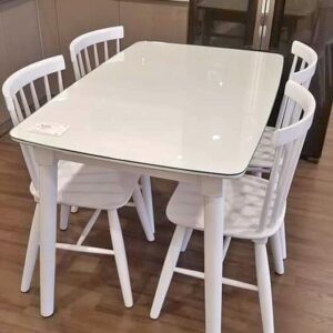 Bộ bàn ăn 1m2 kèm 4 ghế 7 nan- Trắng