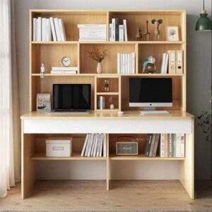 Bàn học đôi có giá sách cho bé tại nhà gỗ MDF