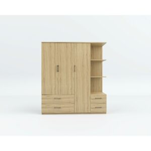 (Freeship Hà Nội) Tủ quần áo thiết kế thông minh cánh mở kết hợp hộc kéo, gỗ MDF hiện đại