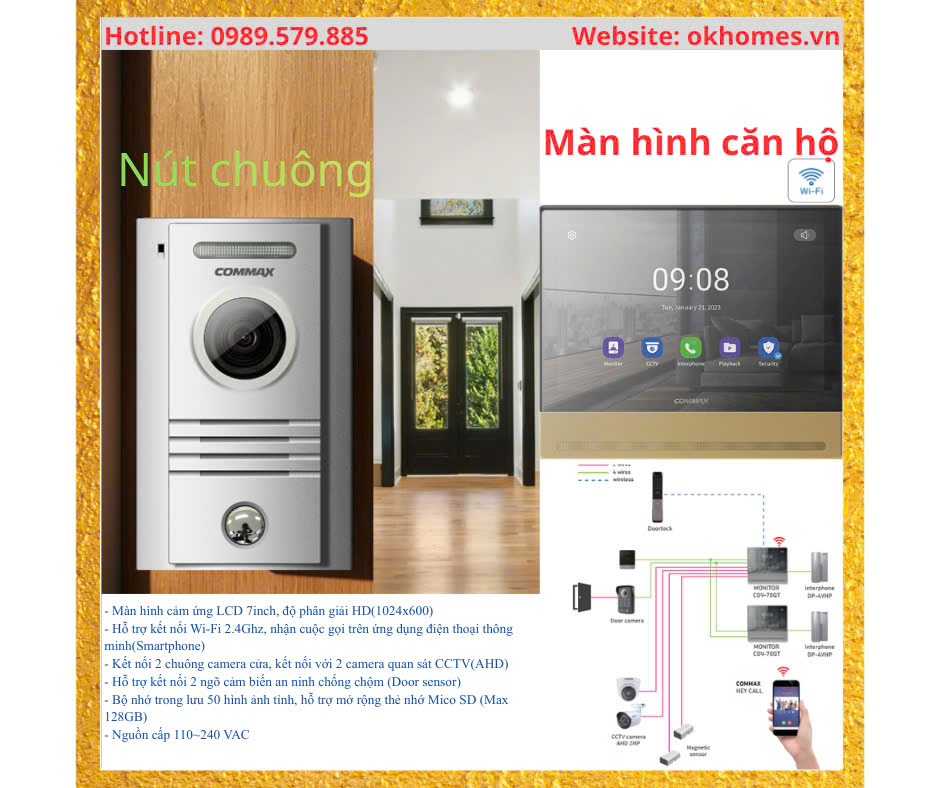 Màn hình chuông cửa Commax